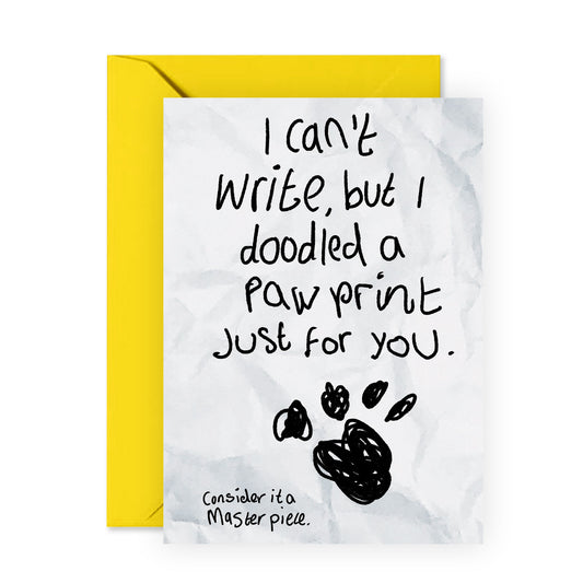 Greeting Cards From Dog - Sweet Dog Birthday Card For Fur Mom Dad Pet Owner - Doodled A Paw Print Just For You - Funny Gifts From Fur Baby - Comes With Stickers