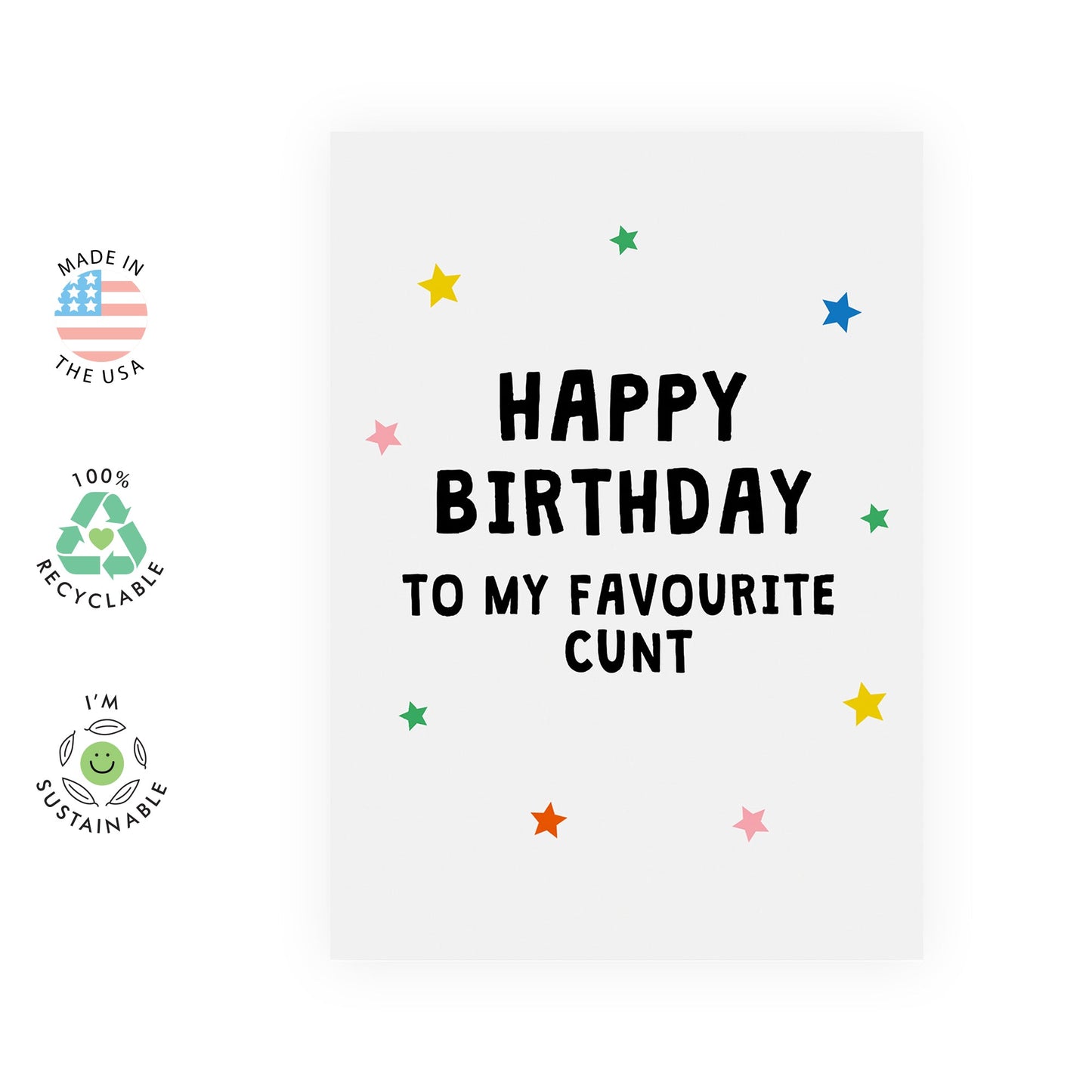 Birthday Card For Him Her - Birthday Favourite Cunt - Funny Birthday Card For Mom Dad - Daddy Muomy - Brother Sister - Funny Greeting Card Aunt Uncle - Comes With Stickers