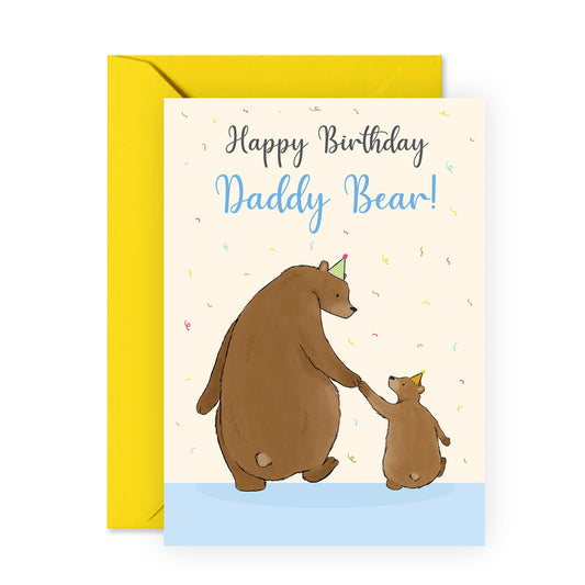 Dad Birthday Card For Men - Happy Birthday Daddy Bear - Bear Birthday Cards For Pop Papa Father - Greeting Cards For Him From Son Daughter Wife - Comes With Fun Stickers