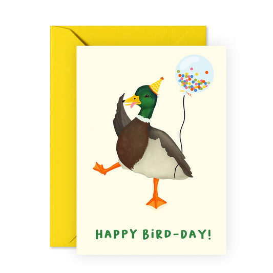 Birthday Cards For Him Her - Happy Bird Day Duck - Birthday Cards For Mum Dad - Gift From Friend - Greeting Cards For Sister Brother - Friend- Comes With Stickers