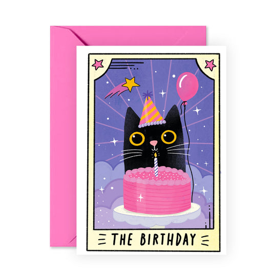 Birthday Card Teens - The Birthday Cat Tarot Card - Daughter Greeting Cards For - Pretty Granddaughter Gifts - Niece Birthday Card - From Mom Dad - Comes With Fun Stickers