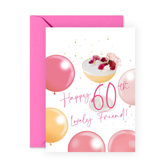 Sixtieth Birthday Cards For Her - 60th Lovely Friend - 60th Birthday Card For Women - 60 Year Old Gifts For Best Friend - For Fabulous Friends - Comes With Stickers