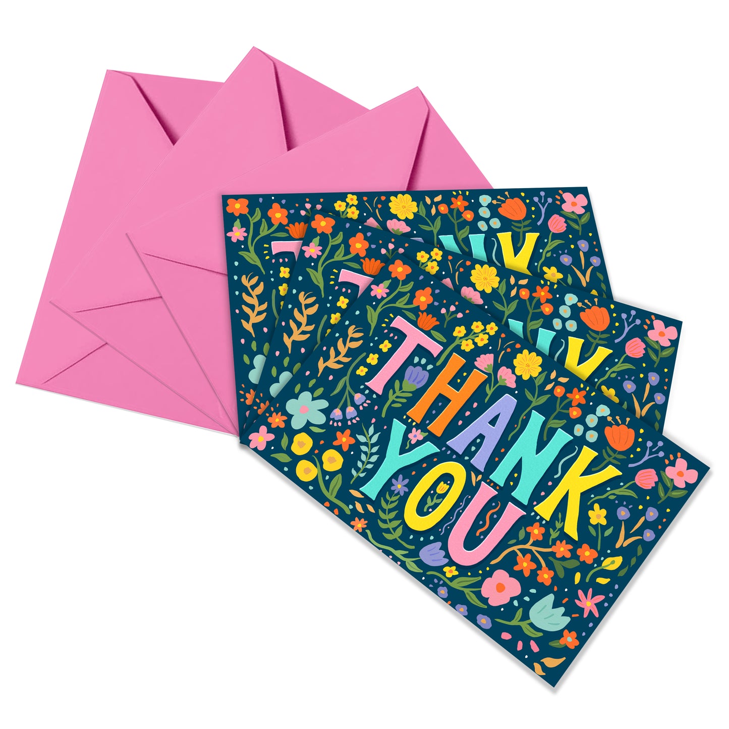 Embossed Thank You Cards Multipack - Floral Thank You Cards - Pack of 24 Cards