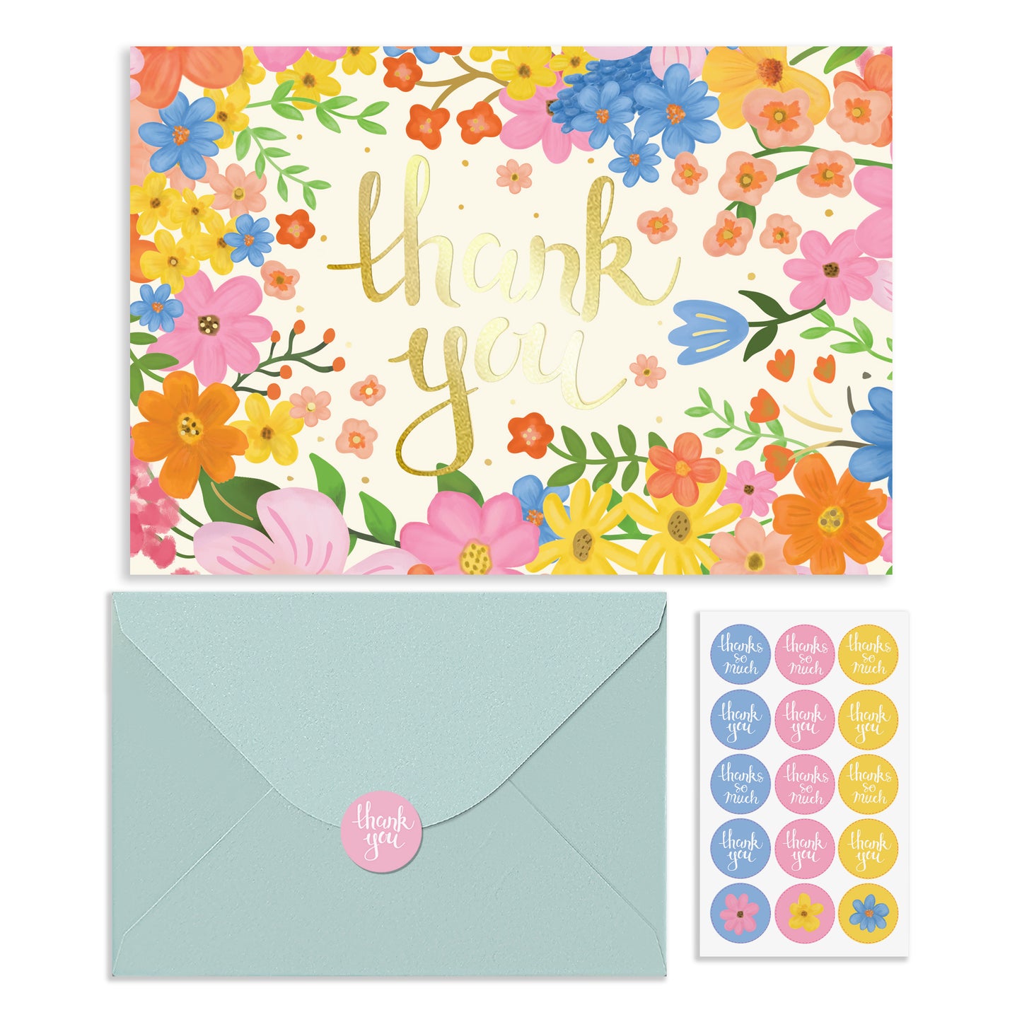 Foiled Thank You Cards Multipack - Floral Thank You Cards - Pack of 24 Cards