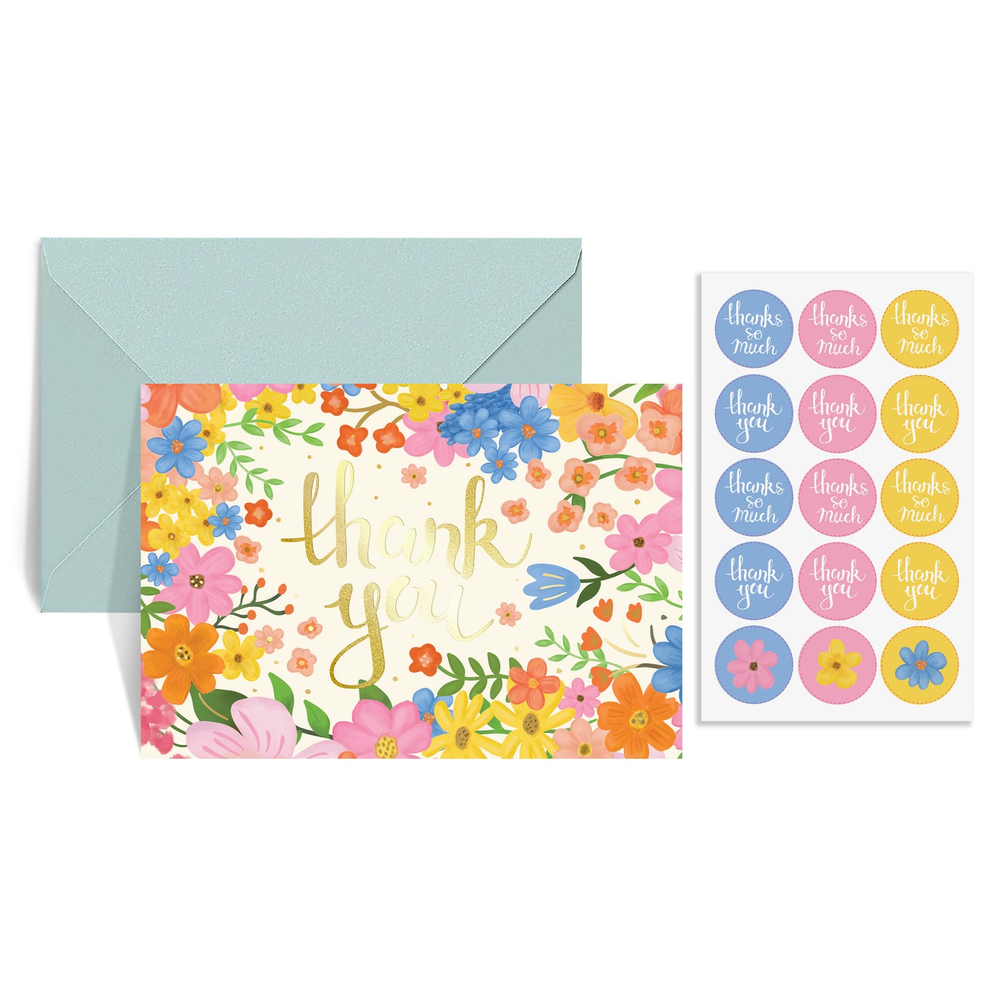 Foiled Thank You Cards Multipack - Floral Thank You Cards - Pack of 24 Cards