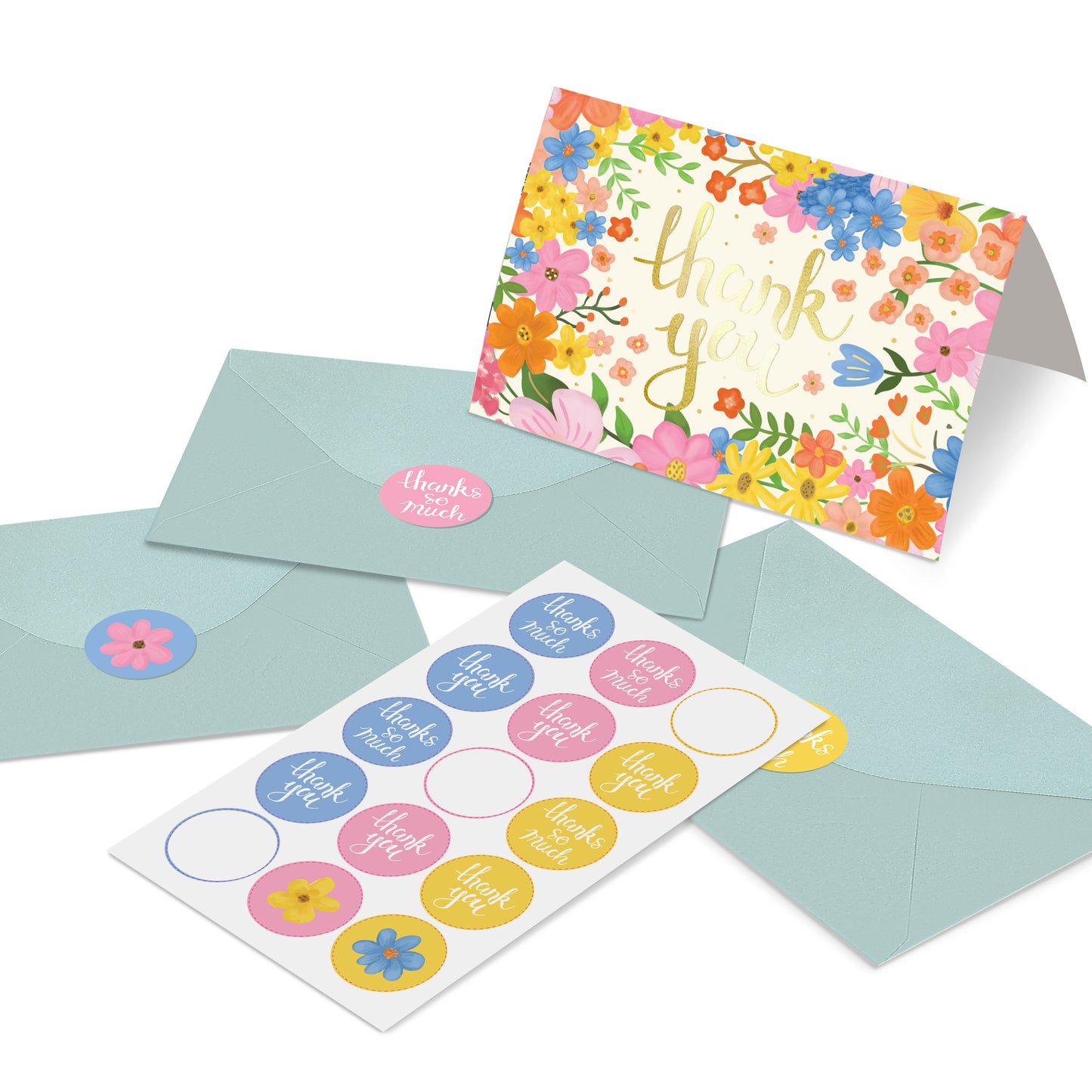 Foiled Thank You Cards Multipack - Floral Thank You Cards - Pack of 24 Cards