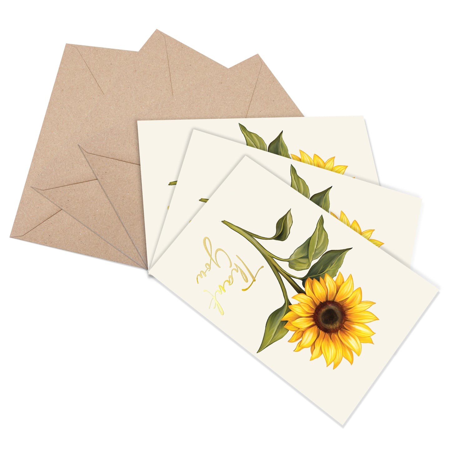 Foiled Thank You Cards Multipack - Sunflower Thank You Cards - Pack of 24 Cards