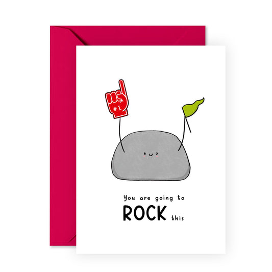 Good Luck Card For Men Women - You Are Going To Rock This - Cute Encouragement Cards For Friends - Goodluck Greeting Card For Exam Studies Game New Job - Comes With Stickers