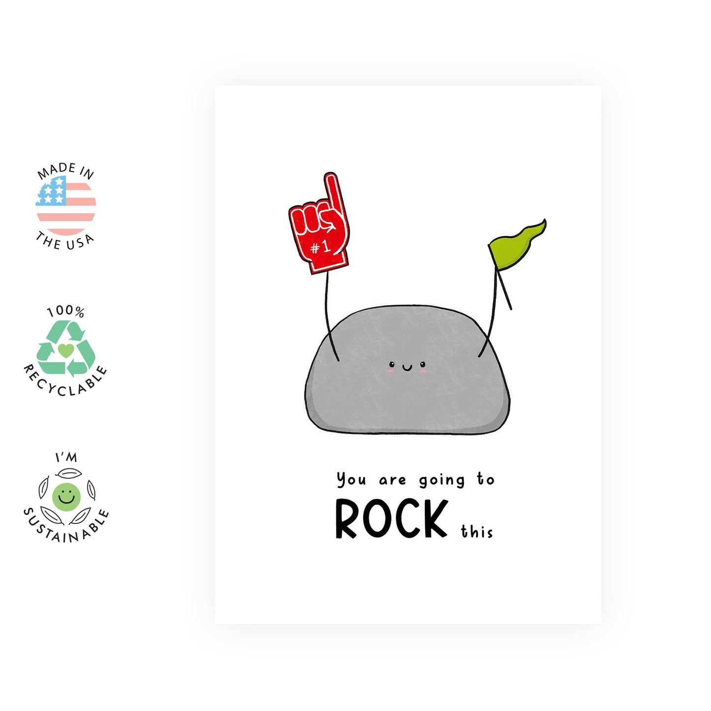 Good Luck Card For Men Women - You Are Going To Rock This - Cute Encouragement Cards For Friends - Goodluck Greeting Card For Exam Studies Game New Job - Comes With Stickers