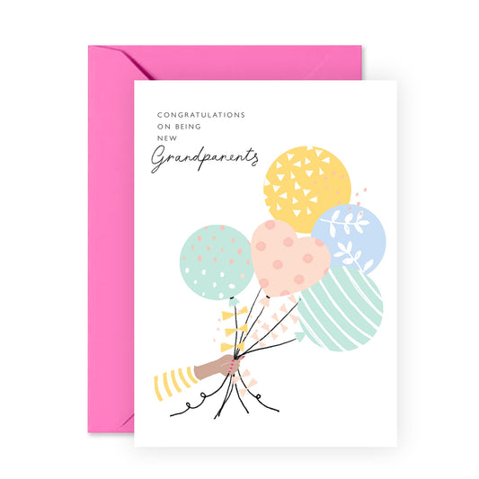 New Baby Card For New Grandparents - Congratulations Card New Baby Boy Or Girl - Baby Shower Card Gender Neutral - Pregnancy Announcement - Comes With Stickers