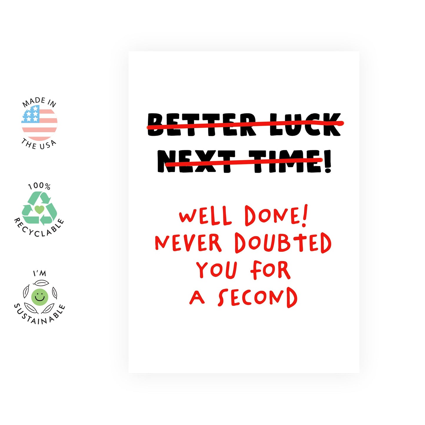 Funny Congratulations Card For Men Women - Never Doubted You For A Second - Well Done Card For New Job Promotion - Graduation Card For Son Daughter - Comes With Stickers