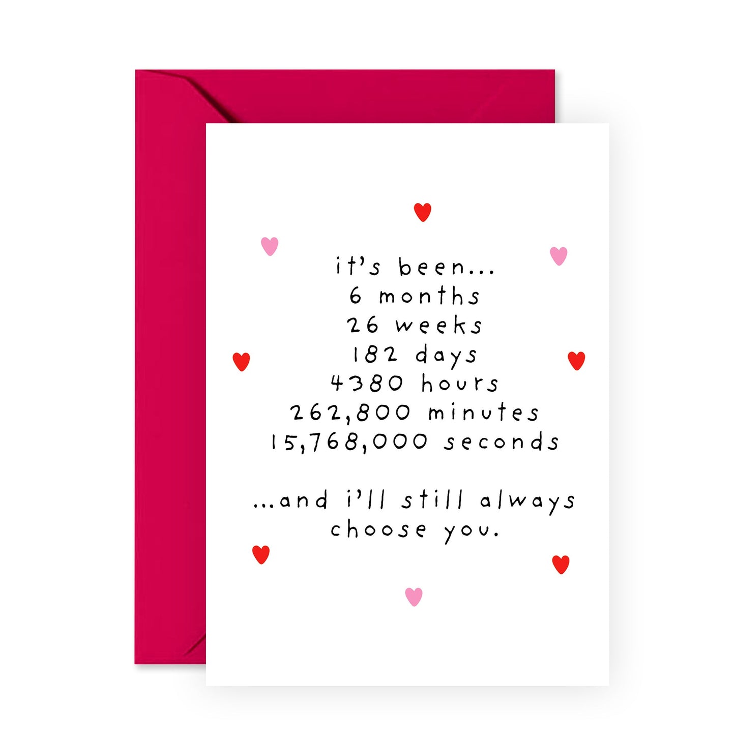 6th Month Anniversary Card For Boyfriend Girlfriend - Happy Anniversary Cards For Couple - Half Year 6 Months For Wife Husband Partner Fiance - Love Gifts - Comes With Stickers