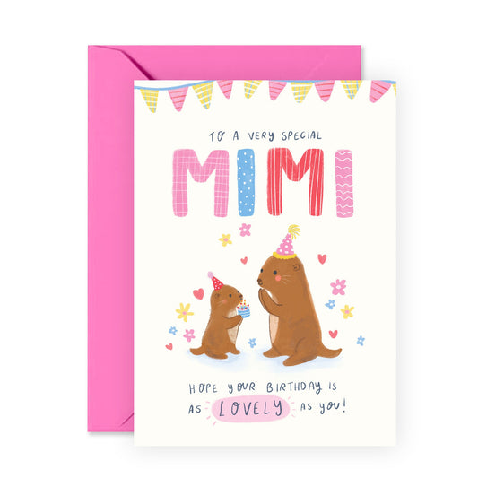 Sweet Birthday Card - 'Otter Mimi' - Presents for Grandma, Grandmother, Nana, Grandmum, Grandparent - Bday Party - Comes with Fun Stickers