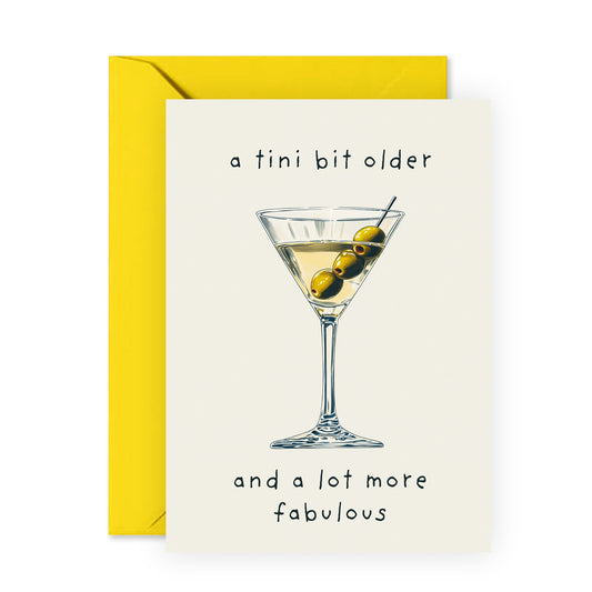 Martini Birthday Card - 'Tini Bit Older' - Gifts for Husband, Wife, Girlfriend, Boyfriend, Friends, Sister, Brother, Bruv, Cousin, Workmate, Co-worker - Drinks - Comes with Fun Stickers
