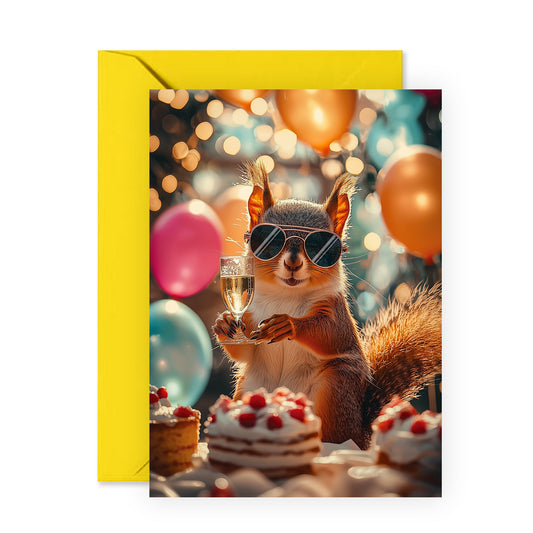 Cool Squirrel Birthday Card - 'Birthday Squirrel' - Gifts for Him, Her, Women, Men, Boys, Girls, Coworker, Friends, BFF - A Toast - Comes with Fun Stickers