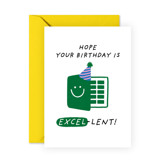 Birthday Card For Sheet Nerds - 'Hope Your Birthday Is Excel-Lent' - Gifts for Colleagues, Coworker, Brother, Friend, Officemate - Excel Pro - Comes with Fun Stickers