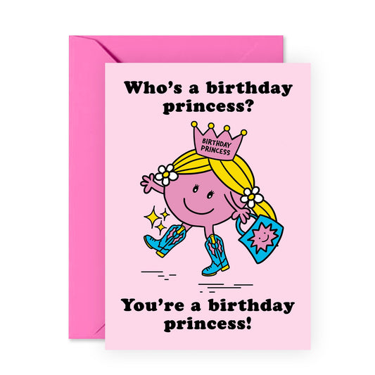 Princess Birthday Cards Women – Cute and Fun Pink – Gifts for Girls, Her, Ladies, Daughter, Niece, Little Ones, Granddaughter, Kids, Children, Goddaughter -All Ages - Comes with Stickers