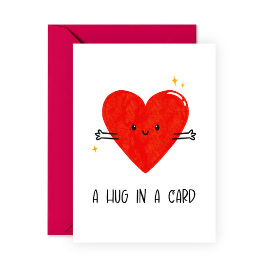 Cute Get Well Soon Card for Friends or Family – A Hug In A Card - Showing Emotional Support for Him, Her, BFF, Colleagues, Coworker, Neighbour - Heart Design - Comes with Stickers