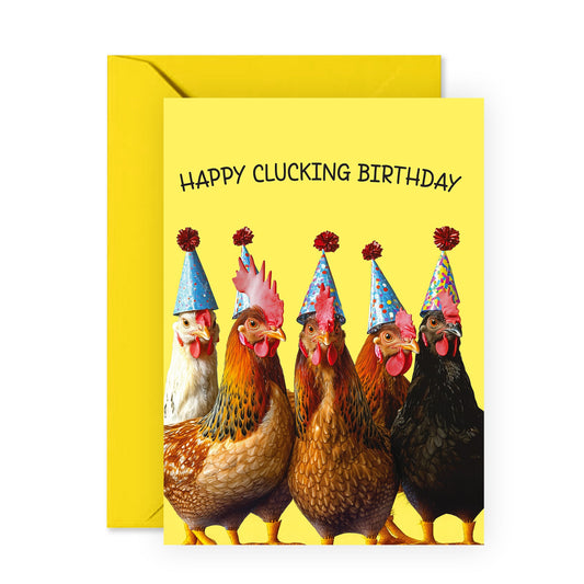 Funny Chicken Greeting Card – "Happy Clucking Birthday" – Quirky Farm Animal Greetings for Him, Her, Dad, Mom, Grandpa, Grandma, Friends, Farmers, Neighbour, Uncle, Aunt - Comes with Fun Stickers
