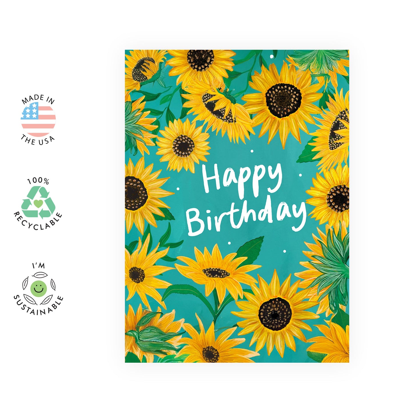 Sunflower Birthday Card – Vibrant Flowers – Cheerful Greeting for Friends, Him, Her, Women, Men, Besties, Colleagues, Coworkers, Officemate, Girlfriend, Mom, Family -Comes with Fun Stickers