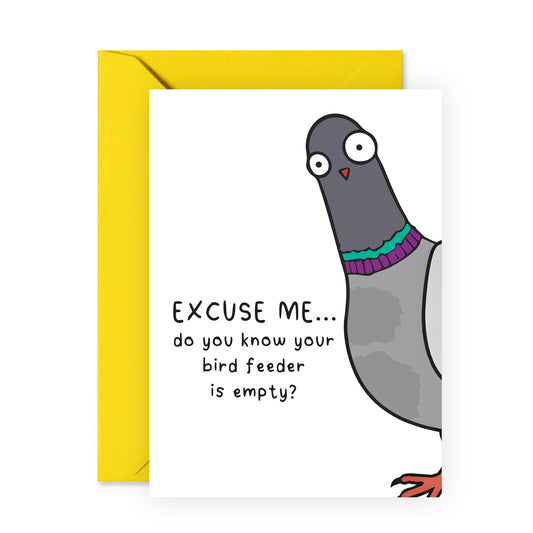 Funny Pigeon Greeting Card - Hilarious Bird Feeder Joke - Quirky Gift for Friends, Family, Mom, Dad, Wife, Husband, Grandpa, Grandma, Him, Her - Birthdays or Just Because - Comes with Fun Stickers
