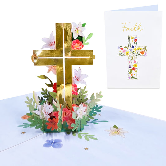 Sweet Pop Up Card - Faith Cross - For Men Women Him Her