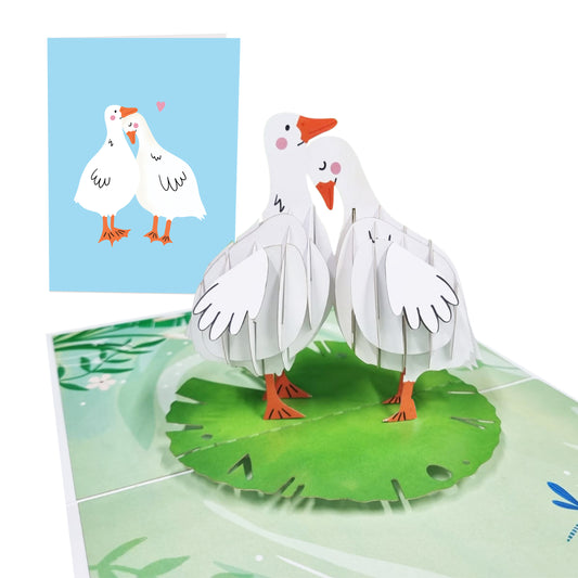 Anniversary Pop Up Card - Geese In Love - For Men Women Him Her