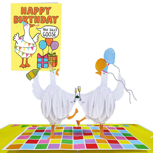 Birthday Pop Up Card - Silly Goose - For Men Women Boys Girls