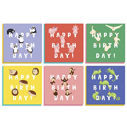 Cute Animal Birthday Cards Multipack - 20 Pack Assortment - For Men Women Boys Girls Him Her