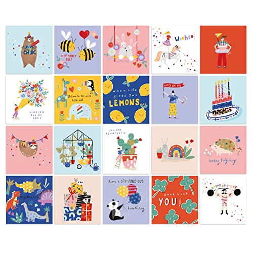 Cute Sweet Birthday Cards Multipack - 20 Pack Assortment - For Men Women Boys Girls Him Her
