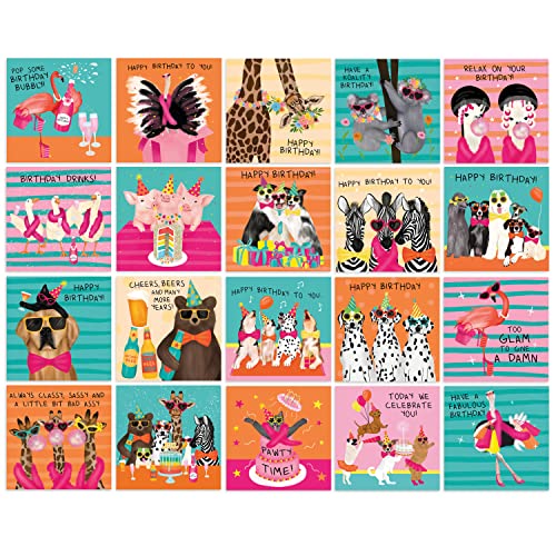 Funny Animal Birthday Cards Multipack - 20 Pack Assortment - For Men Women Boys Girls Him Her