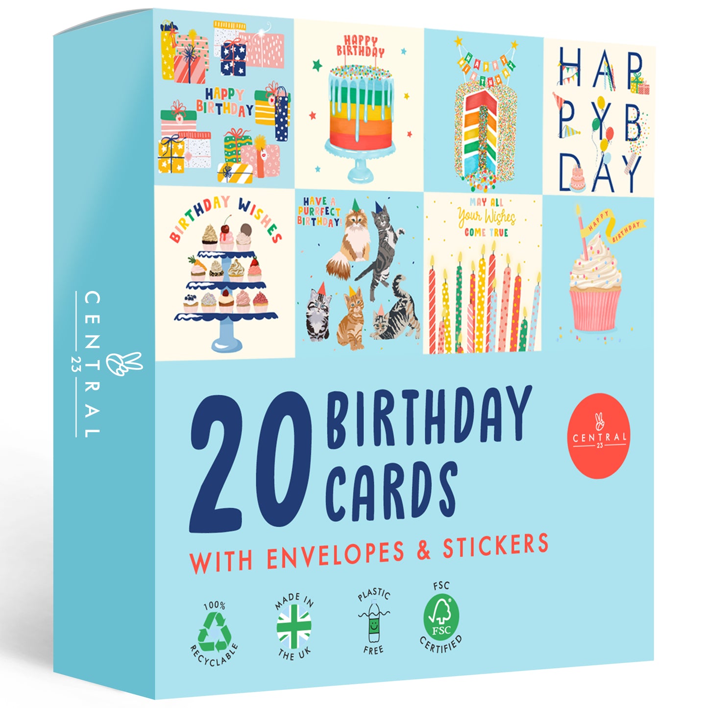 Sweet Birthday Cards Multipack - 20 Pack Assortment - For Men Women Boys Girls Him Her