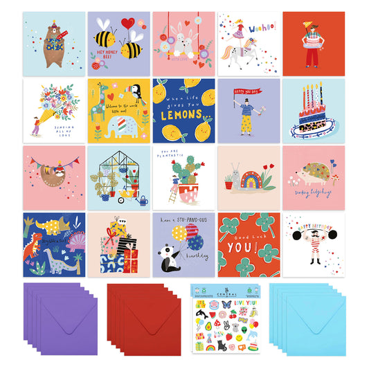 Cute Sweet Birthday Cards Multipack - 20 Pack Assortment - For Men Women Boys Girls Him Her