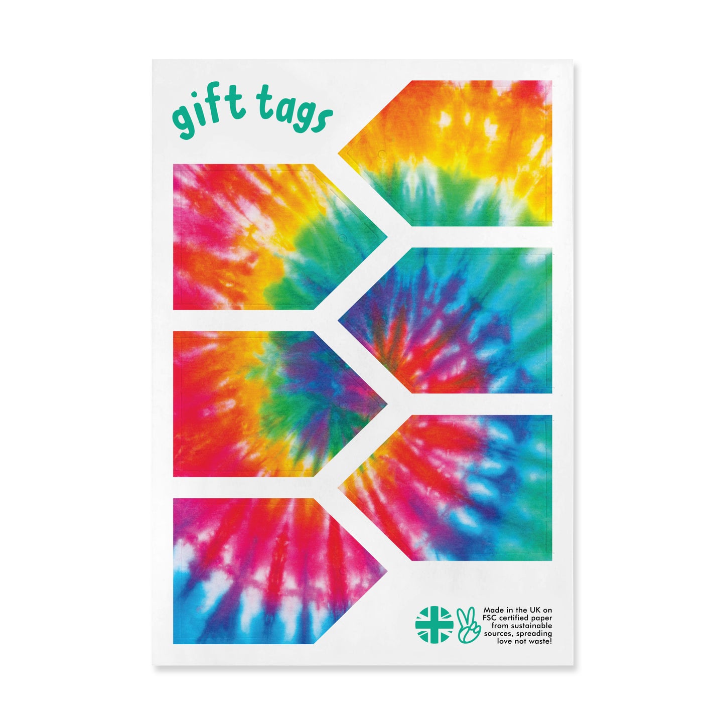 Tie Dye Wrapping Paper - 6 Sheets of Gift Wrap - 'Tie Dye' - Colorful Gift Wrap - For Men Women Him Her Boys Girls Kids