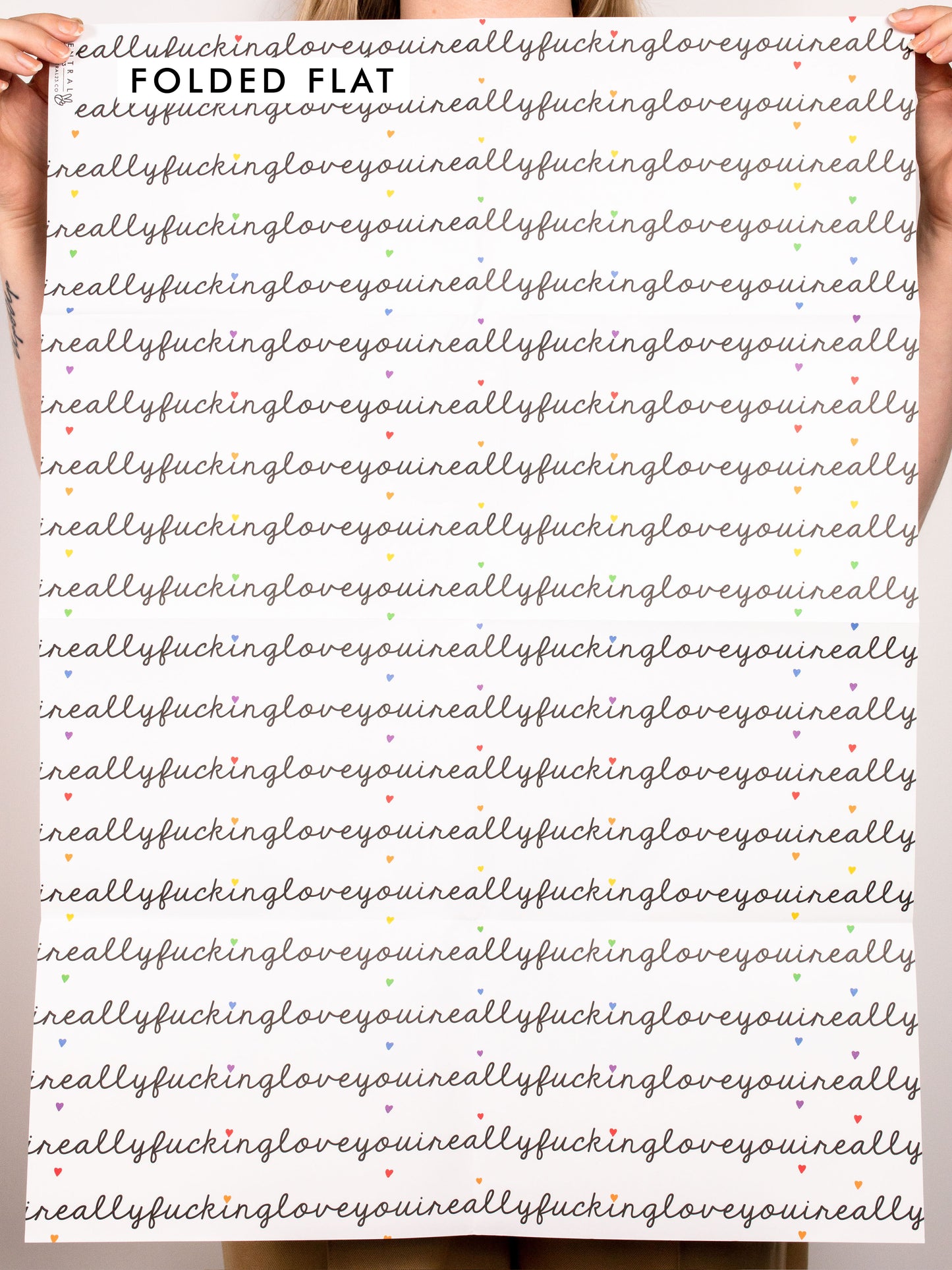 Sweet Rude Wrapping Paper - 6 Sheets of Gift Wrap - 'I Really F*cking Love You' - White Gift Wrap - For Men Women Him Her