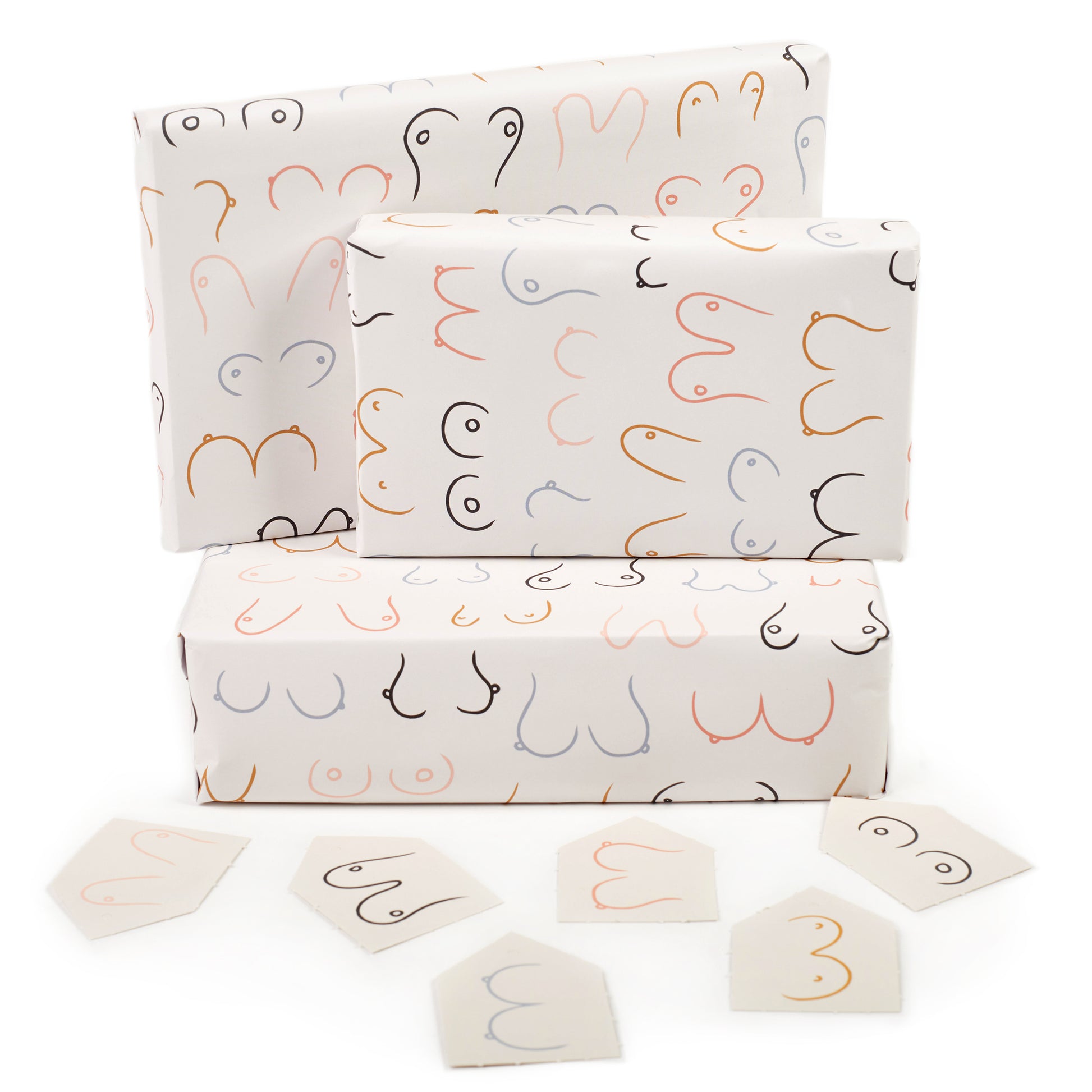 Boobs Wrapping Paper - 6 Sheets of Gift Wrap - 'Double Boobs' - White –  Central 23