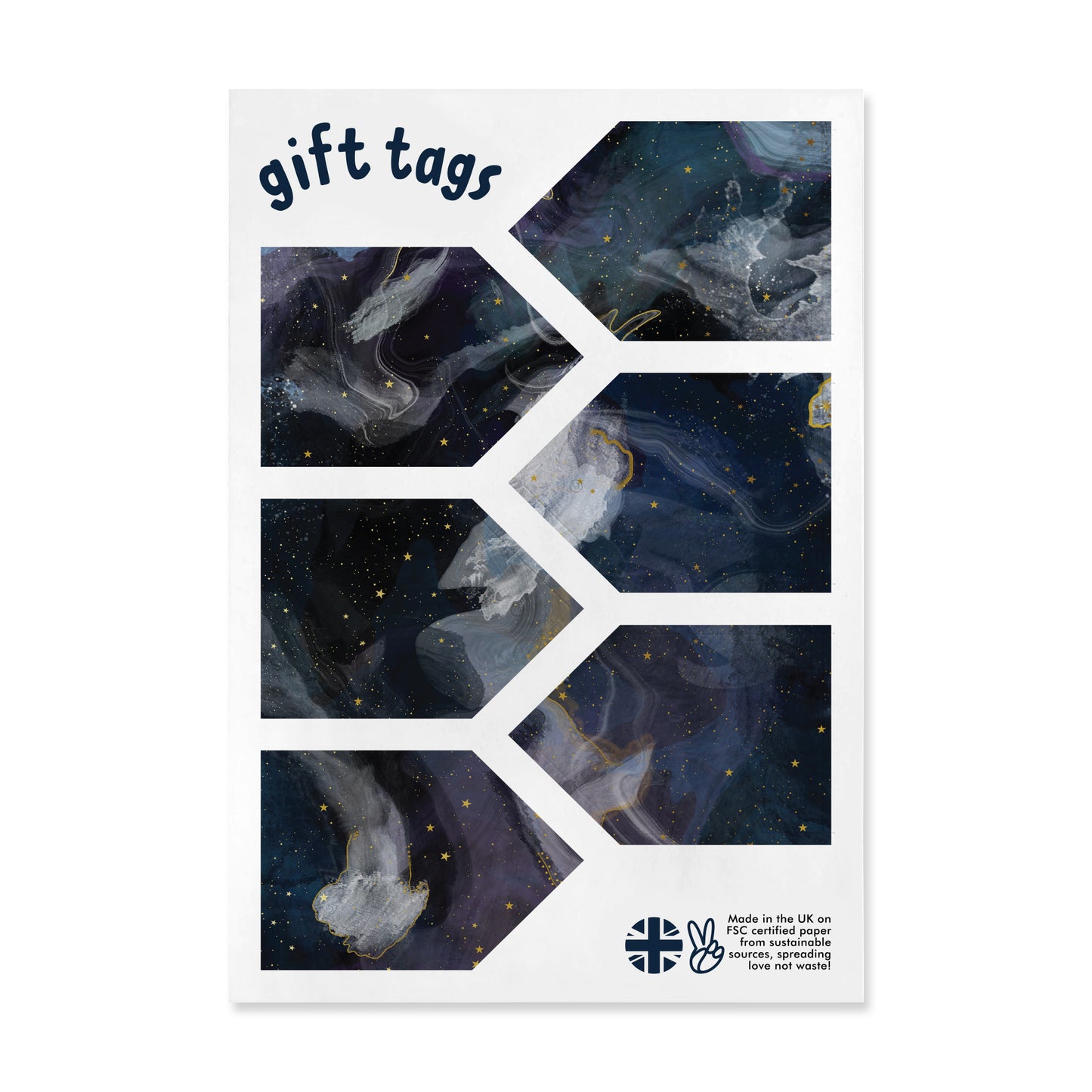 Galaxy Wrapping Paper - 6 Sheets of Gift Wrap - 'Watercolour Sky' - Black Gift Wrap - For Men Women Him Her Boys Girls