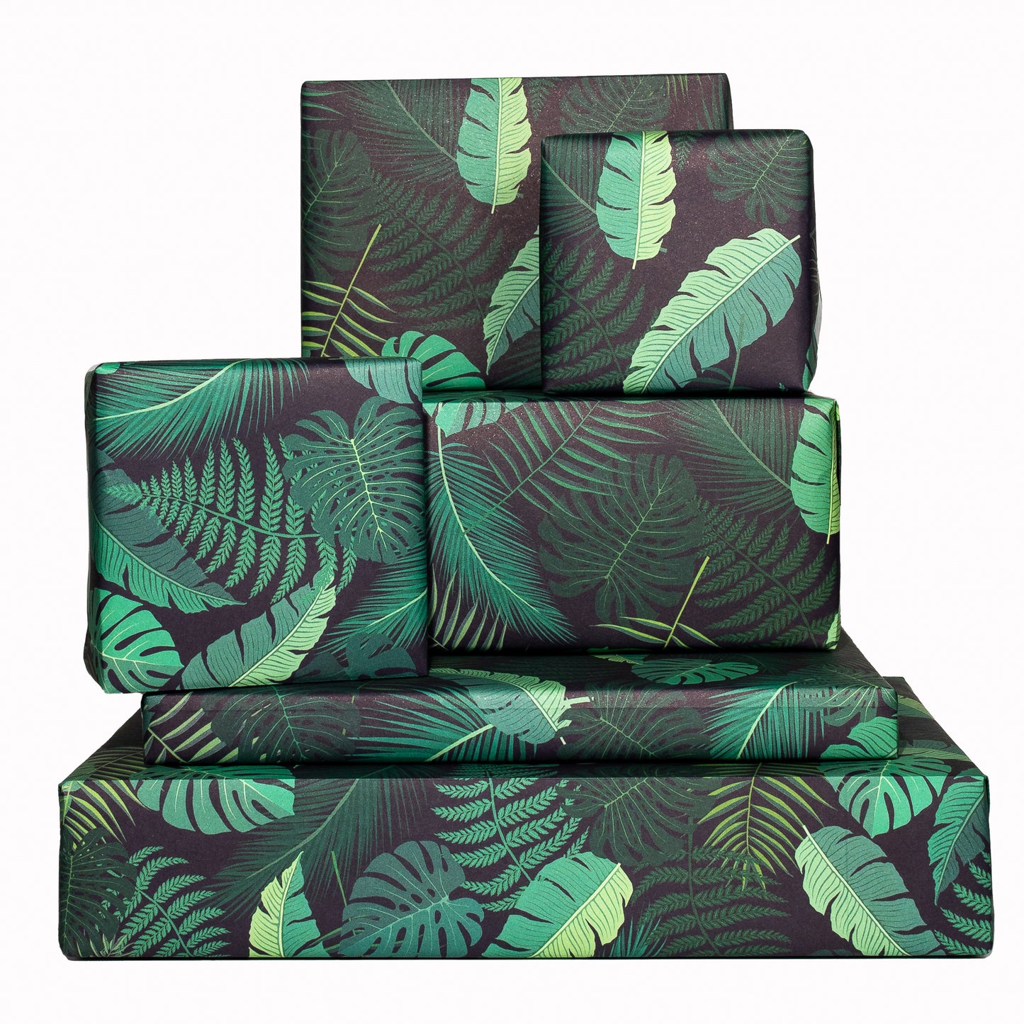 Monstera Wrapping Paper - 6 Sheets of Gift Wrap - 'Monstera' - Black Gift Wrap - For Men Women Him her