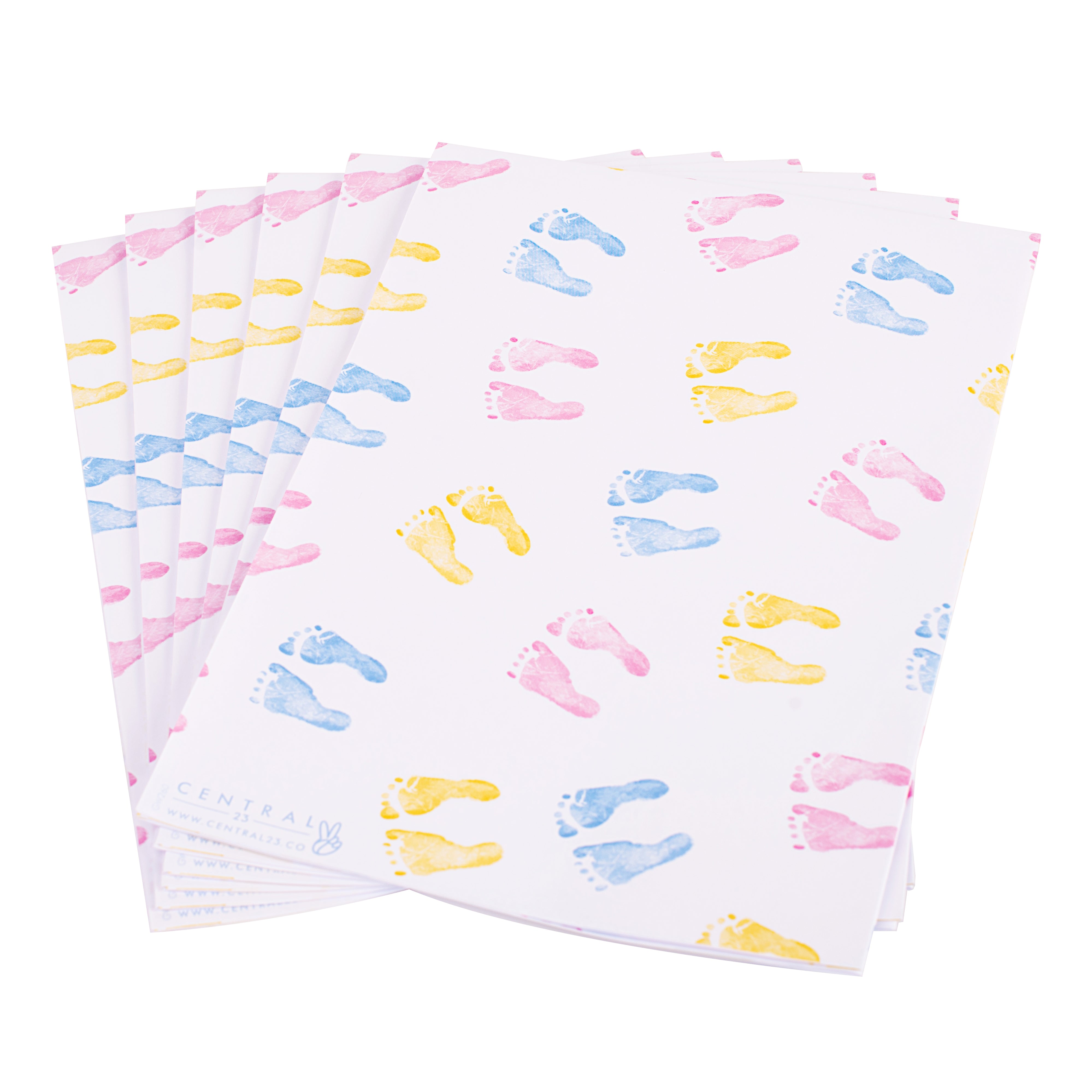 Baby Wrapping Paper 6 Sheets of Gift Wrap Baby Feet White Gift Wrap For Boys Girls Kids Baby