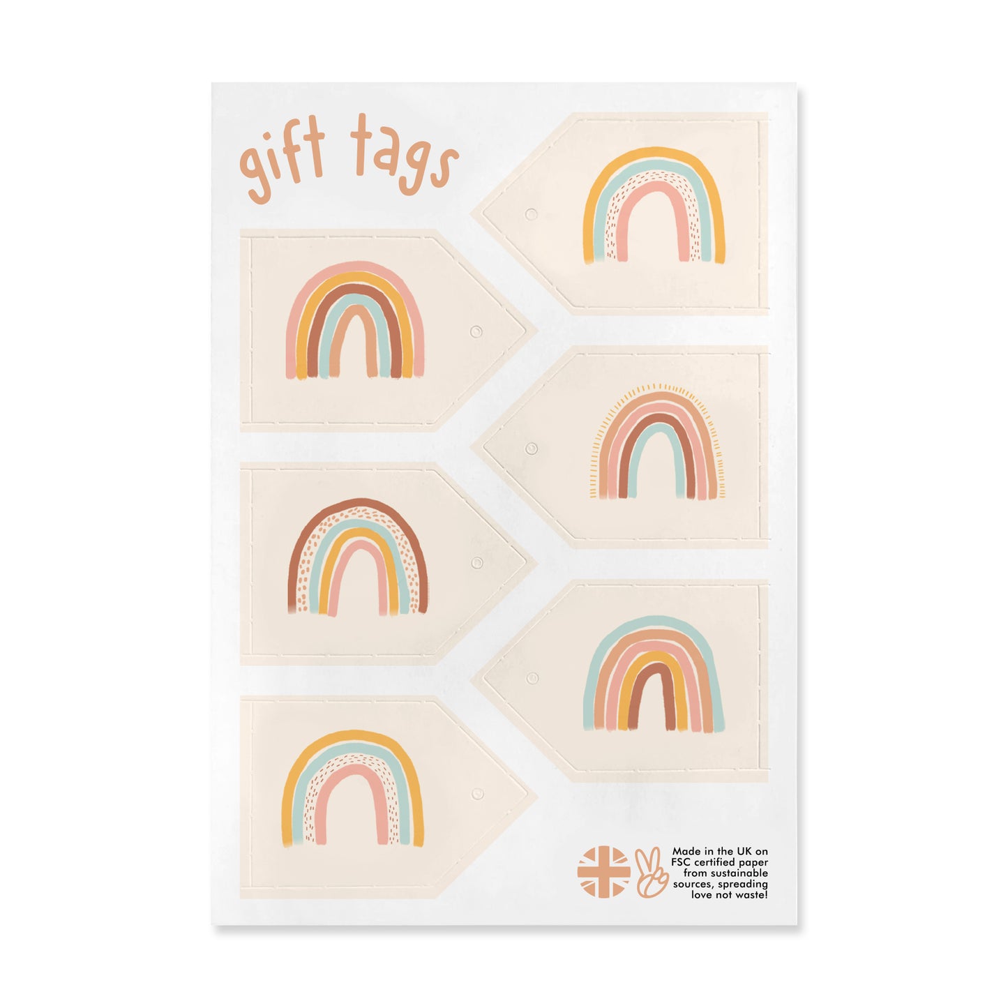 Rainbow Wrapping Paper - 6 Sheets of Gift Wrap - 'Pastel Rainbow' - Pink Gift Wrap - For Women Girls Kids