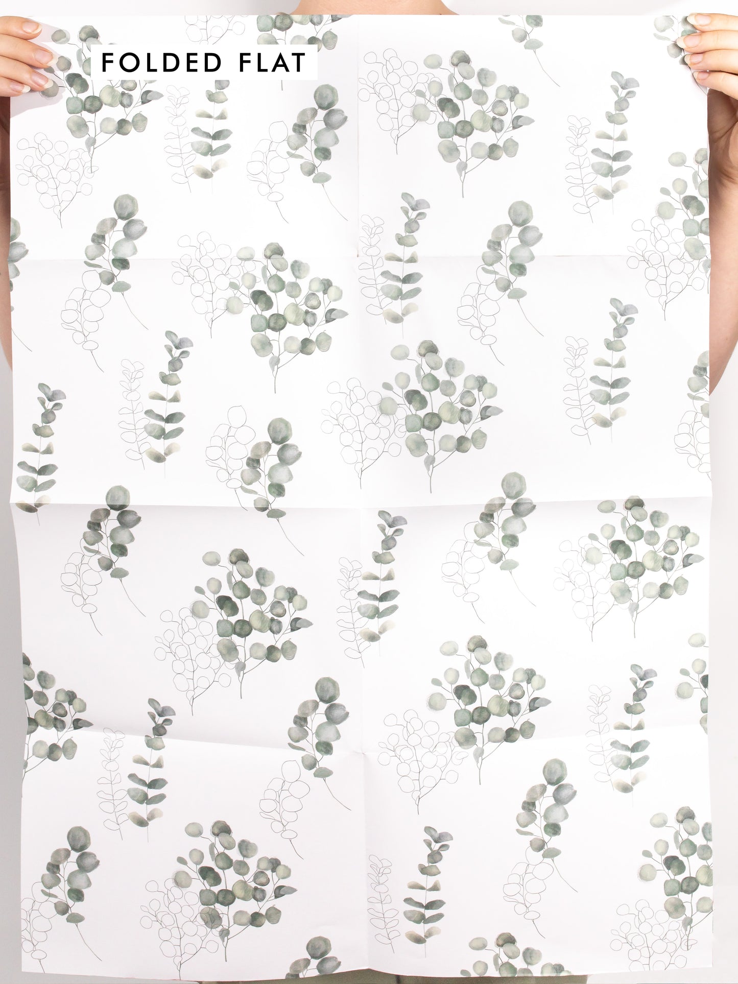 Eucalyptus Wrapping Paper - 6 Sheet of Gift Wrap - 'Eucalyptus' - White Gift Wrap - For Men Women Him Her